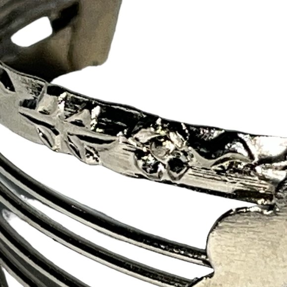 Vintage Egyptian Revival Green Turquoise Scarab Silver Cuff - Picture 5 of 9